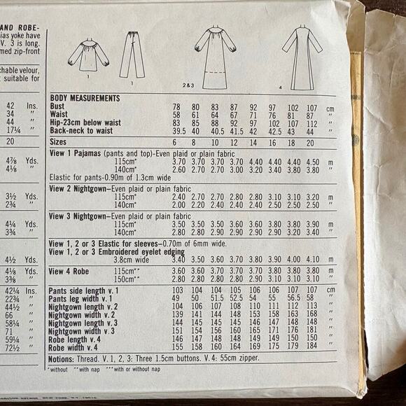 Simplicity 6626 VTG Uncut Sewing Pattern Size 12 Nightgown Pajamas and Robe 80s - Picture 4 of 7